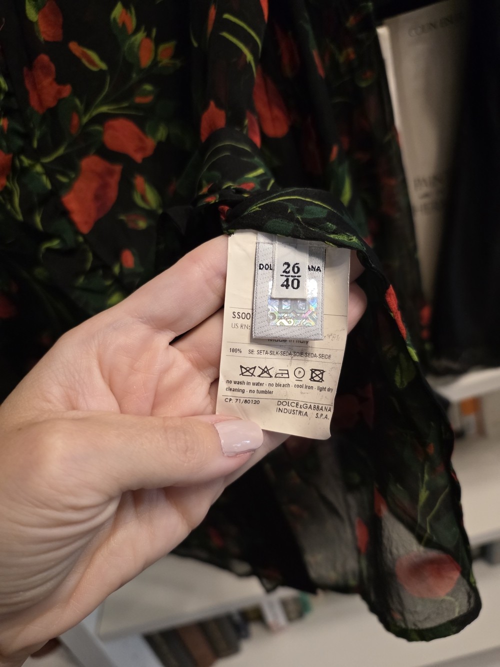 D&G Black Sheer Rose Print Button-Up Blouse Plus A Matching CAMISOLE SIZE S - Picture 8 of 10